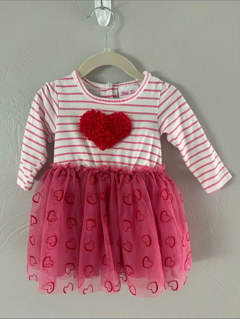 Little Lass Heart Tutu Baby Dress Pink